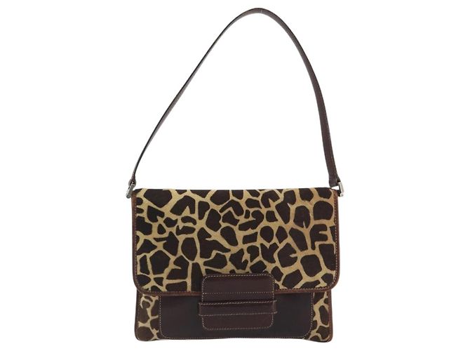 Borsa a tracolla FENDI in pelle Harako Beige Silver Auth 195061 Argento - vista 2