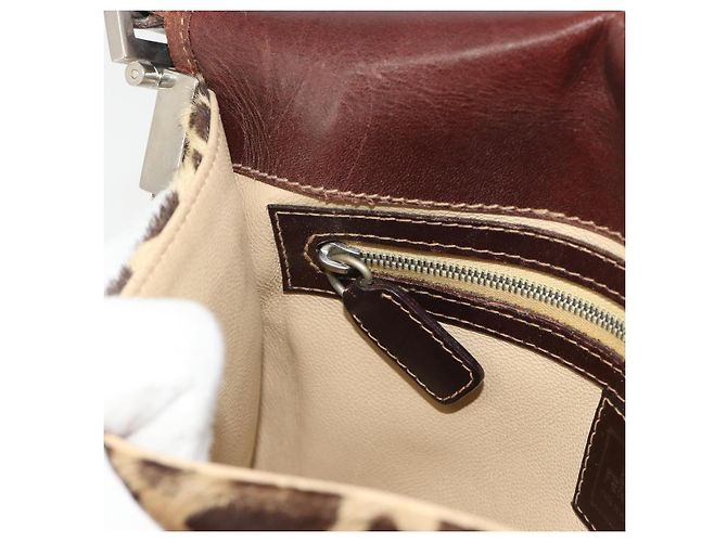 Borsa a tracolla FENDI in pelle Harako Beige Silver Auth 195061 Argento - vista 20