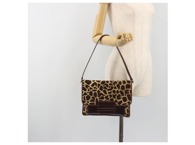 Borsa a tracolla FENDI in pelle Harako Beige Silver Auth 195061 Argento - vista 23