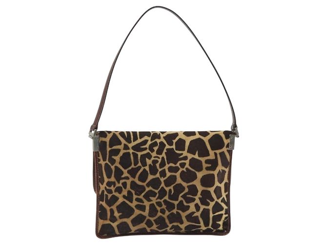 Borsa a tracolla FENDI in pelle Harako Beige Silver Auth 195061 Argento - vista 3