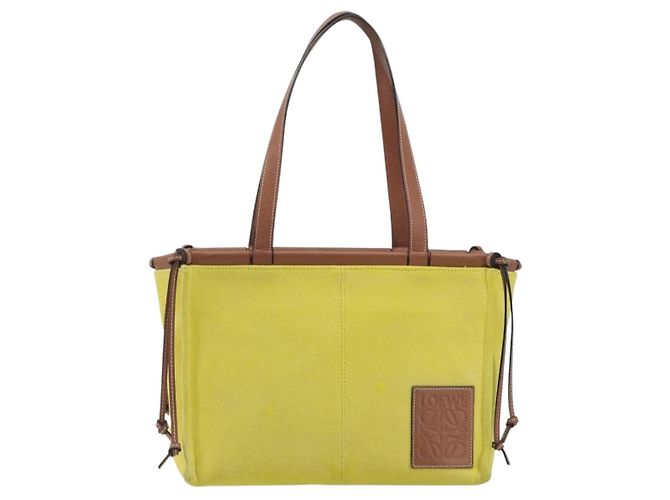 LOEWE Cushion Tote Small Tote Bag Canvas Yellow Auth 196303A Giallo - vista 13