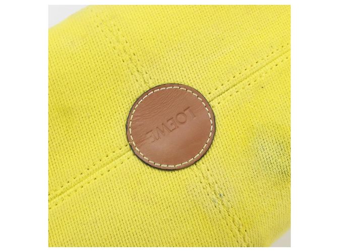 LOEWE Cushion Tote Small Tote Bag Canvas Yellow Auth 196303A Giallo - vista 17