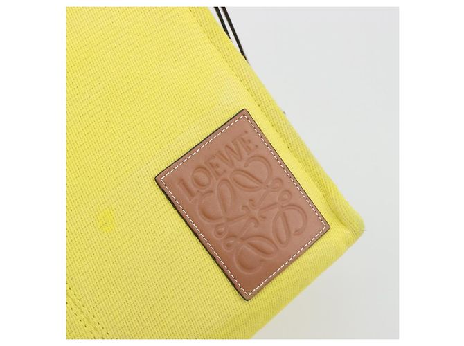 LOEWE Cushion Tote Small Tote Bag Canvas Yellow Auth 196303A Giallo - vista 18