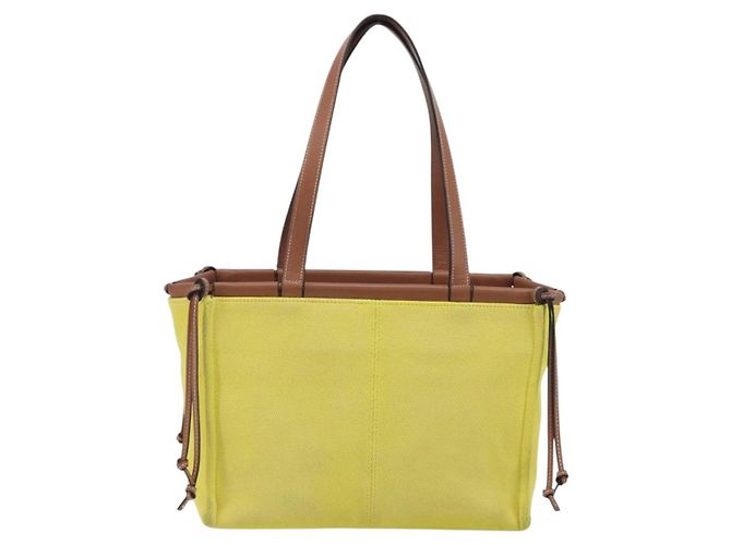 LOEWE Cushion Tote Small Tote Bag Canvas Yellow Auth 196303A Giallo - vista 2
