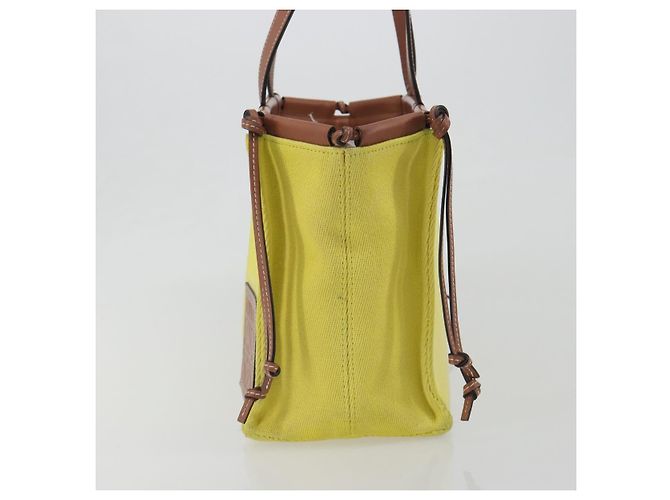 LOEWE Cushion Tote Small Tote Bag Canvas Yellow Auth 196303A Giallo - vista 3
