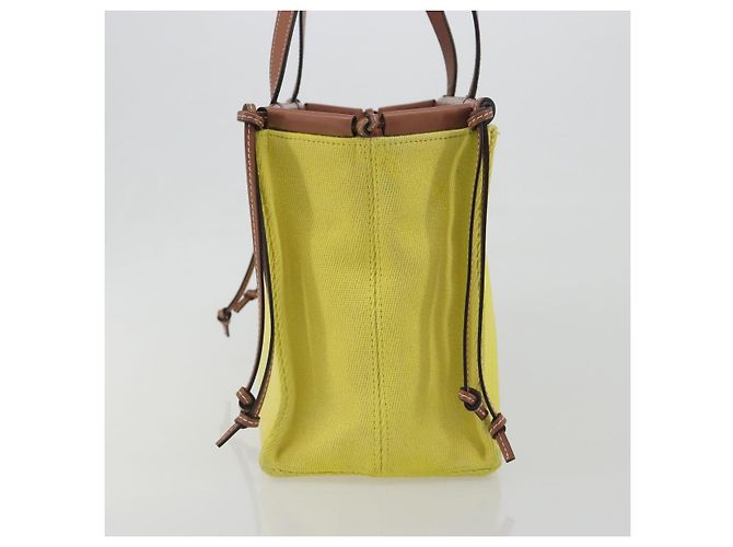 LOEWE Cushion Tote Small Tote Bag Canvas Yellow Auth 196303A Giallo - vista 4