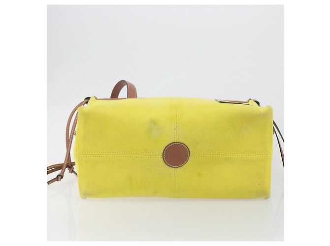 LOEWE Cushion Tote Small Tote Bag Canvas Yellow Auth 196303A Giallo - vista 5