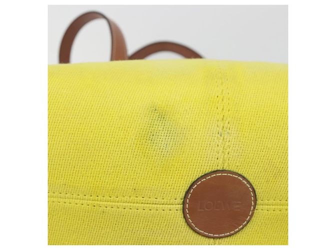 LOEWE Cushion Tote Small Tote Bag Canvas Yellow Auth 196303A Giallo - vista 6