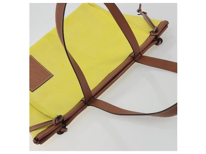 LOEWE Cushion Tote Small Tote Bag Canvas Yellow Auth 196303A Giallo - vista 7