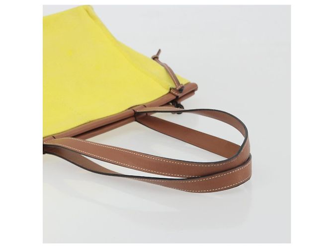 LOEWE Cushion Tote Small Tote Bag Canvas Yellow Auth 196303A Giallo - vista 8
