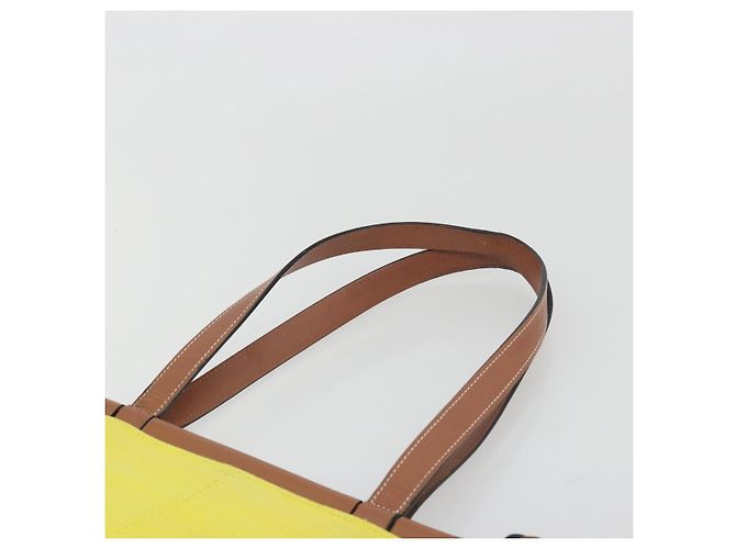 LOEWE Cushion Tote Small Tote Bag Canvas Yellow Auth 196303A Giallo - vista 9