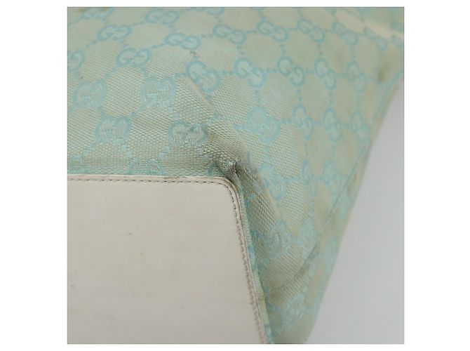 Borsa Tote GUCCI GG Canvas Light Blue Gold 002 1098 Auth 195045 D'oro Blu chiaro - vista 10