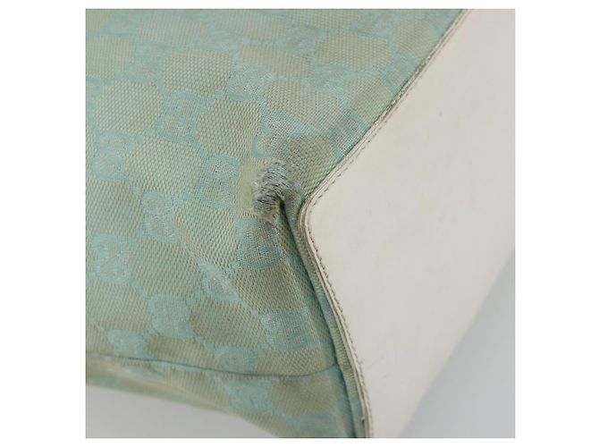 Borsa Tote GUCCI GG Canvas Light Blue Gold 002 1098 Auth 195045 D'oro Blu chiaro - vista 11
