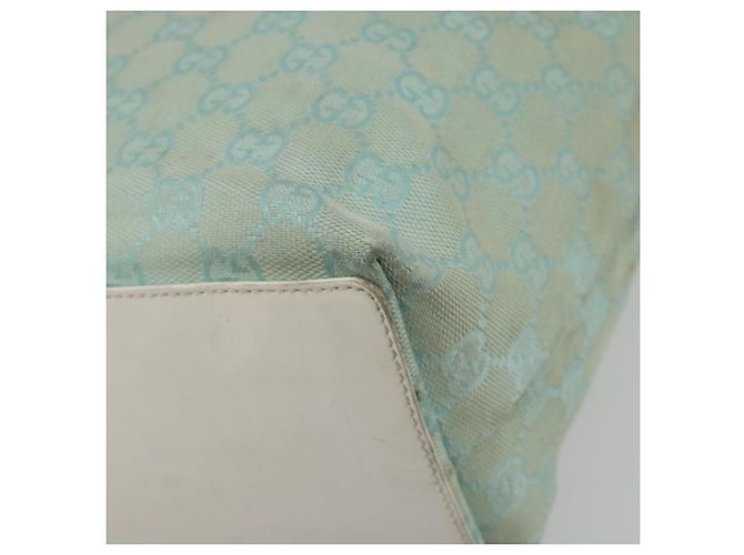 Borsa Tote GUCCI GG Canvas Light Blue Gold 002 1098 Auth 195045 D'oro Blu chiaro - vista 12