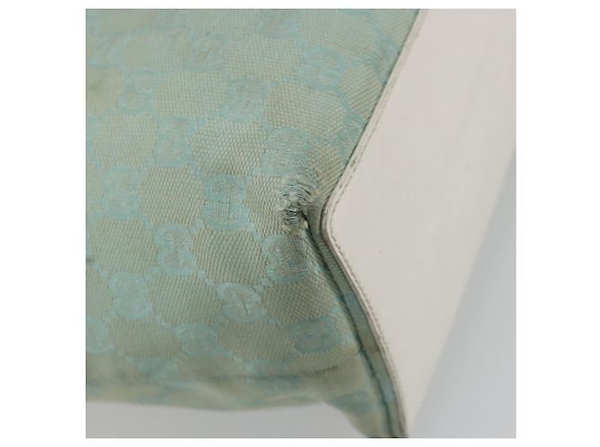 Borsa Tote GUCCI GG Canvas Light Blue Gold 002 1098 Auth 195045 D'oro Blu chiaro - vista 13