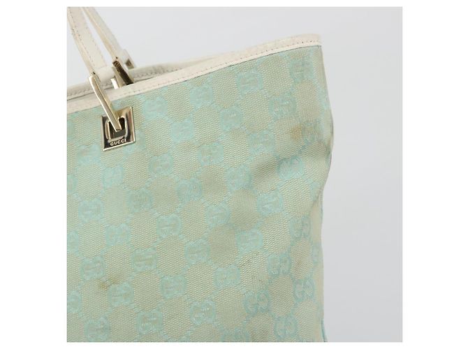 Borsa Tote GUCCI GG Canvas Light Blue Gold 002 1098 Auth 195045 D'oro Blu chiaro - vista 14
