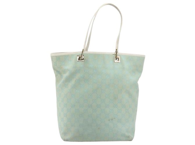 Borsa Tote GUCCI GG Canvas Light Blue Gold 002 1098 Auth 195045 D'oro Blu chiaro - vista 2