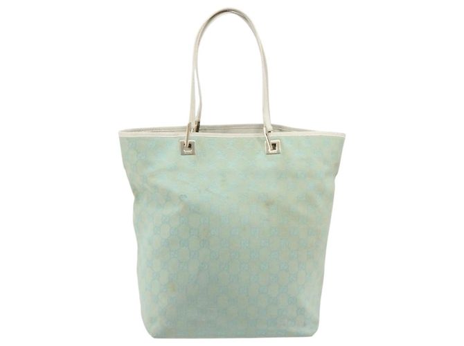 Borsa Tote GUCCI GG Canvas Light Blue Gold 002 1098 Auth 195045 D'oro Blu chiaro - vista 3