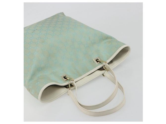 Borsa Tote GUCCI GG Canvas Light Blue Gold 002 1098 Auth 195045 D'oro Blu chiaro - vista 6