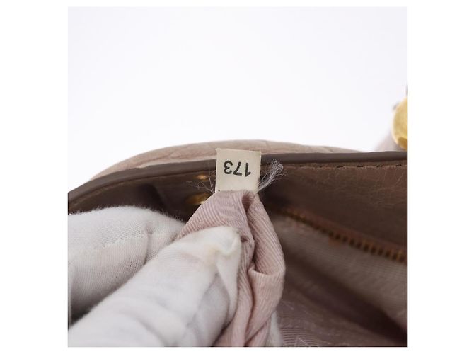 Borsa a mano PRADA in pelle 2way Beige Tono Oro Auth 195488 - vista 12