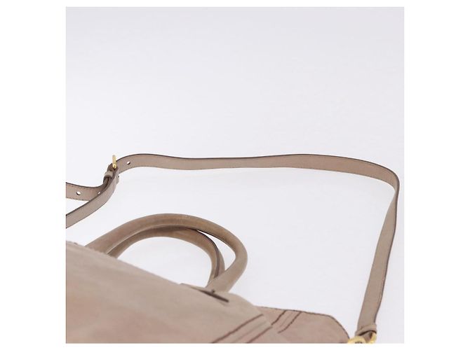 Borsa a mano PRADA in pelle 2way Beige Tono Oro Auth 195488 - vista 15