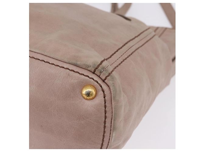 Borsa a mano PRADA in pelle 2way Beige Tono Oro Auth 195488 - vista 17