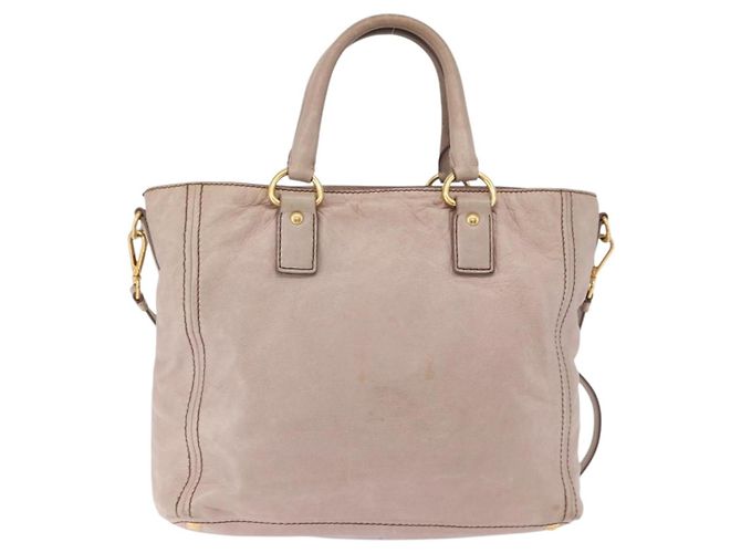 Borsa a mano PRADA in pelle 2way Beige Tono Oro Auth 195488 - vista 2
