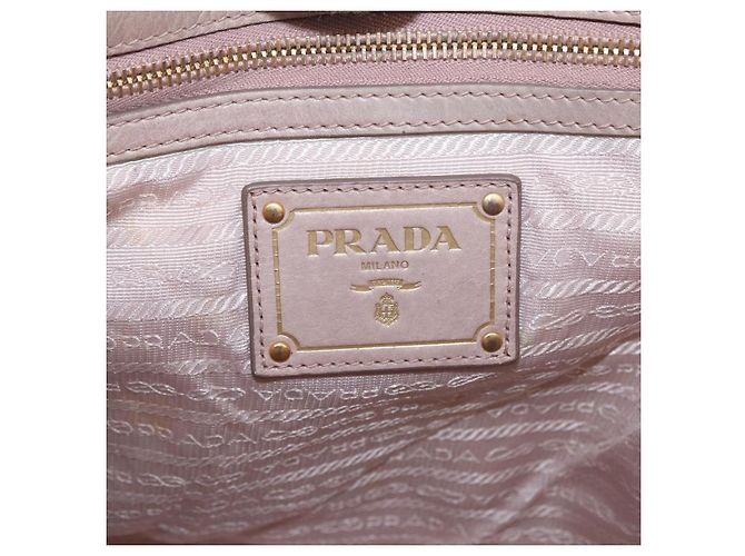 Borsa a mano PRADA in pelle 2way Beige Tono Oro Auth 195488 - vista 22