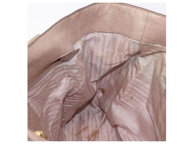 Borsa a mano PRADA in pelle 2way Beige Tono Oro Auth 195488 - vista 23