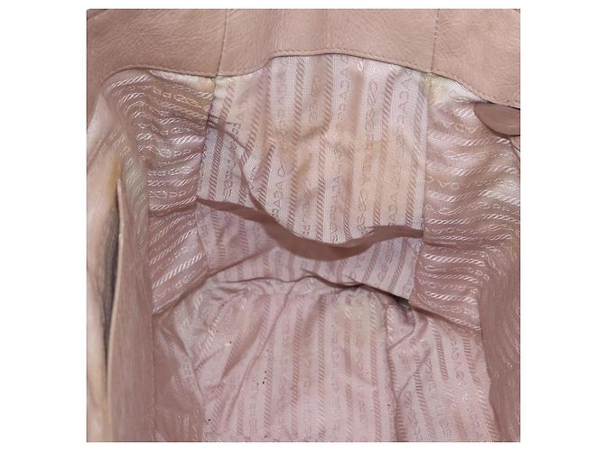 Borsa a mano PRADA in pelle 2way Beige Tono Oro Auth 195488 - vista 25