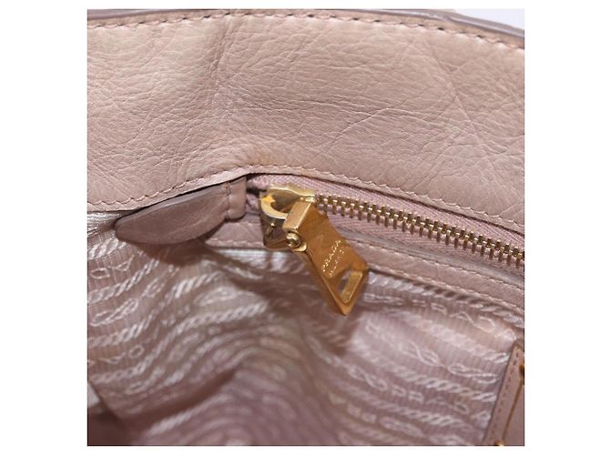 Borsa a mano PRADA in pelle 2way Beige Tono Oro Auth 195488 - vista 26