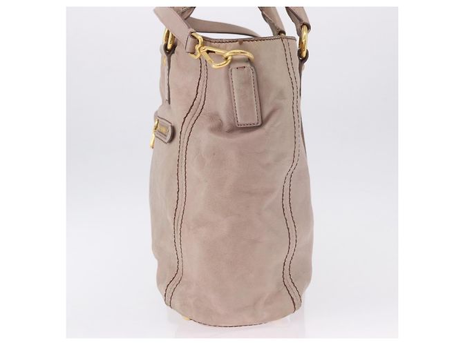 Borsa a mano PRADA in pelle 2way Beige Tono Oro Auth 195488 - vista 4