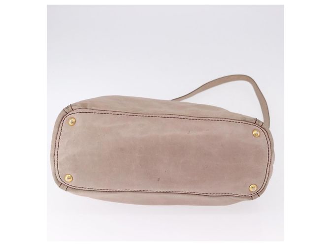 Borsa a mano PRADA in pelle 2way Beige Tono Oro Auth 195488 - vista 7