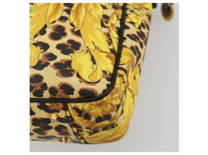 Borsa Tote Gianni Versace PVC Canvas Yellow Gold Auth bs36718 D'oro Giallo - vista 12