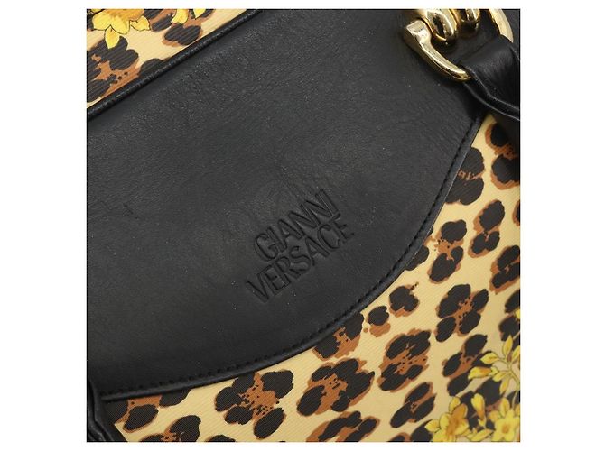 Borsa Tote Gianni Versace PVC Canvas Yellow Gold Auth bs36718 D'oro Giallo - vista 14