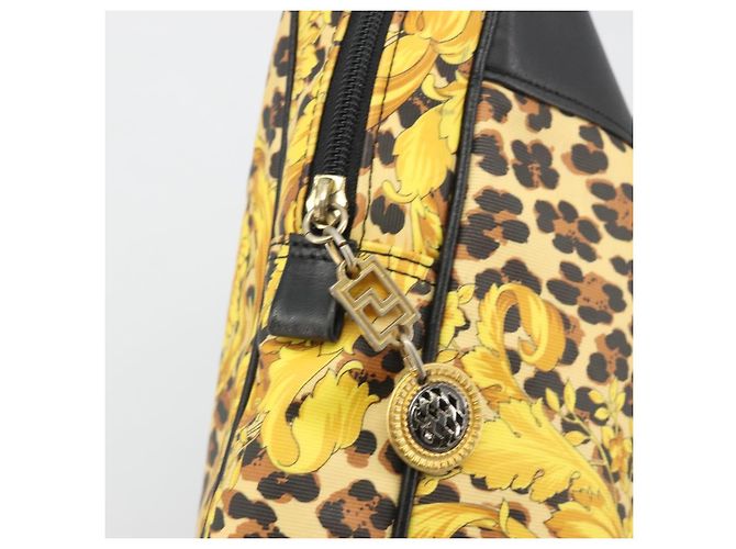 Borsa Tote Gianni Versace PVC Canvas Yellow Gold Auth bs36718 D'oro Giallo - vista 15