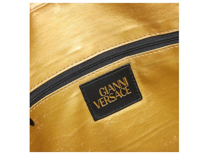 Borsa Tote Gianni Versace PVC Canvas Yellow Gold Auth bs36718 D'oro Giallo - vista 16