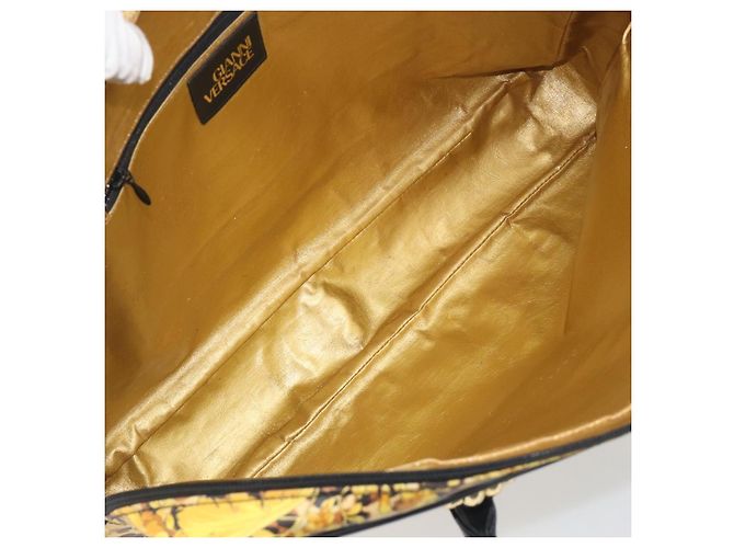 Borsa Tote Gianni Versace PVC Canvas Yellow Gold Auth bs36718 D'oro Giallo - vista 17