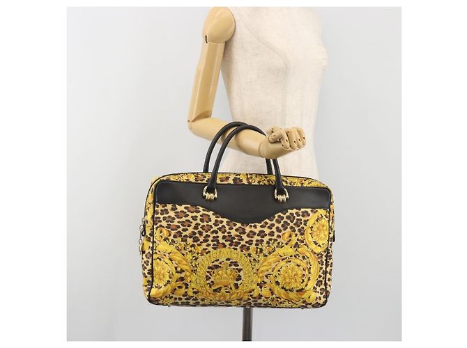 Borsa Tote Gianni Versace PVC Canvas Yellow Gold Auth bs36718 D'oro Giallo - vista 23