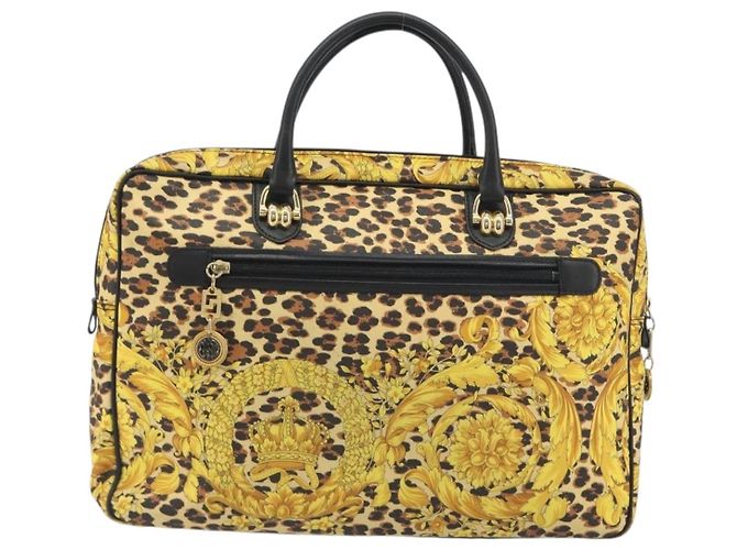 Borsa Tote Gianni Versace PVC Canvas Yellow Gold Auth bs36718 D'oro Giallo - vista 3