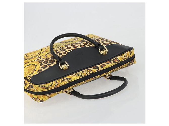 Borsa Tote Gianni Versace PVC Canvas Yellow Gold Auth bs36718 D'oro Giallo - vista 6