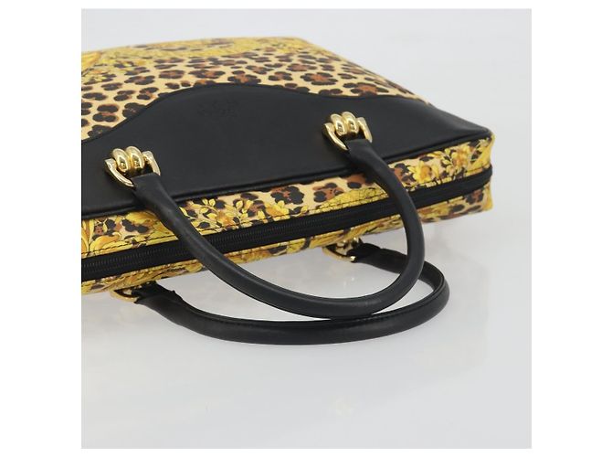 Borsa Tote Gianni Versace PVC Canvas Yellow Gold Auth bs36718 D'oro Giallo - vista 7