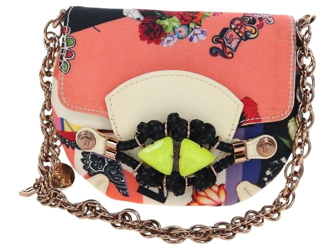 Borsa a tracolla con catena VERSACE Canvas Multicolor Gold Auth 195065M Multicolore D'oro - vista 13