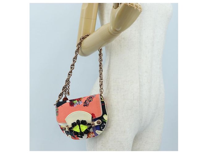 Borsa a tracolla con catena VERSACE Canvas Multicolor Gold Auth 195065M Multicolore D'oro - vista 27