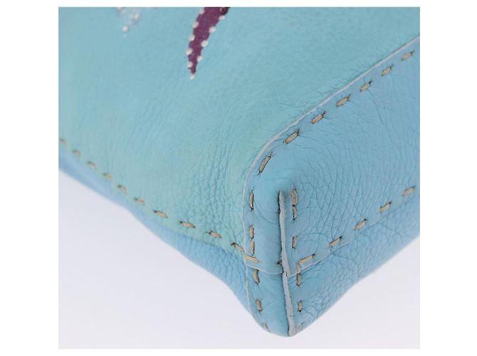 Borsa a tracolla FENDI Celeria in pelle azzurro argento Auth ka5643A Blu chiaro - vista 12