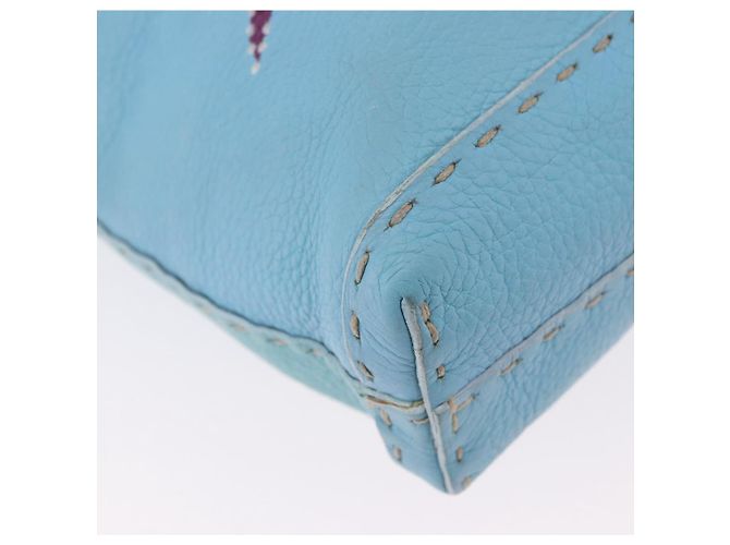 Borsa a tracolla FENDI Celeria in pelle azzurro argento Auth ka5643A Blu chiaro - vista 14
