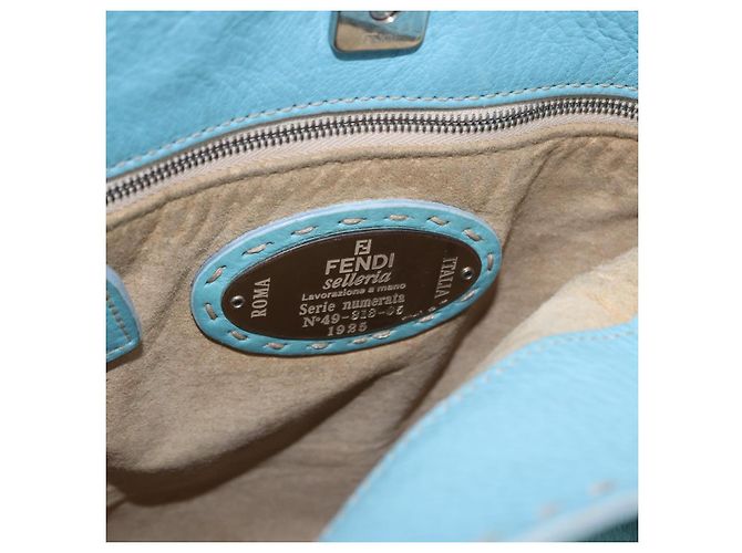 Borsa a tracolla FENDI Celeria in pelle azzurro argento Auth ka5643A Blu chiaro - vista 16
