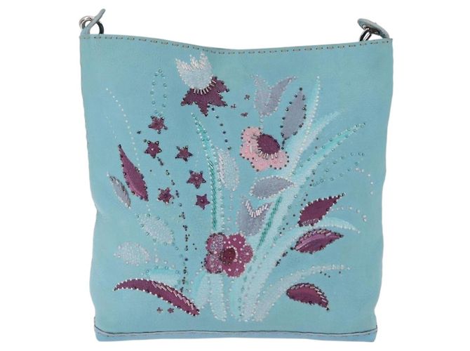 Borsa a tracolla FENDI Celeria in pelle azzurro argento Auth ka5643A Blu chiaro - vista 2
