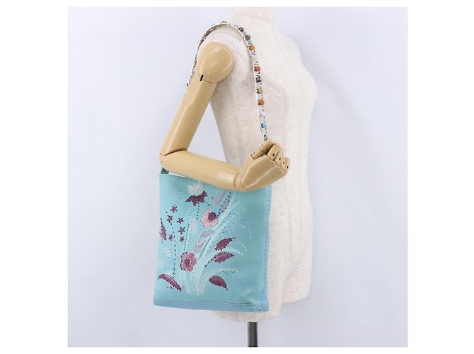 Borsa a tracolla FENDI Celeria in pelle azzurro argento Auth ka5643A Blu chiaro - vista 22
