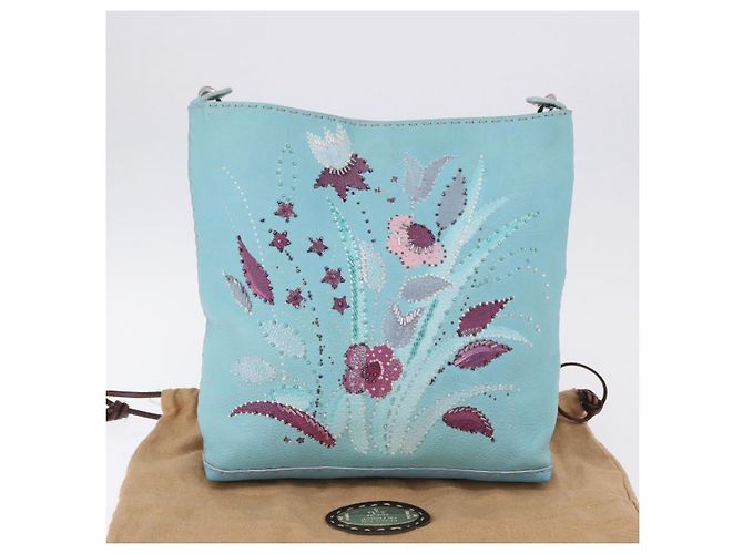 Borsa a tracolla FENDI Celeria in pelle azzurro argento Auth ka5643A Blu chiaro - vista 23